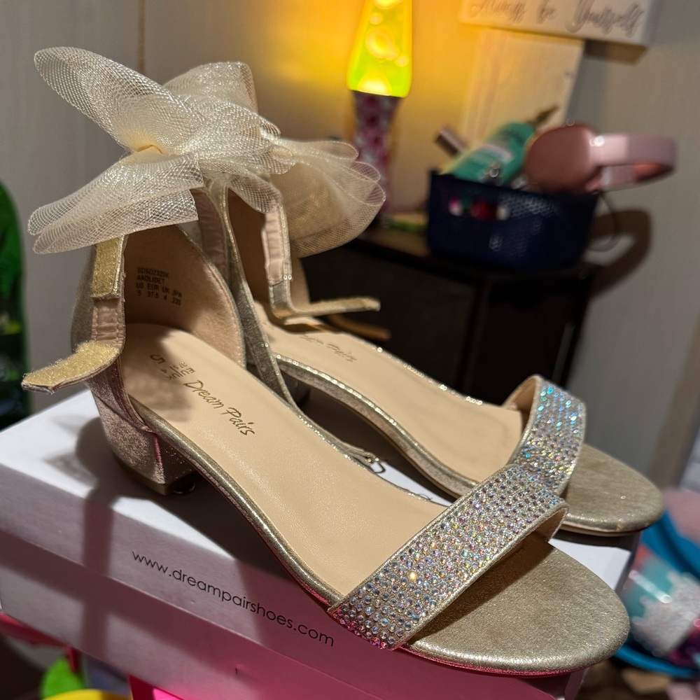 Dream Pairs Women's Gold Rhinestone Sandals